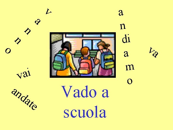 v a n n o vai an da te Vado a scuola a n