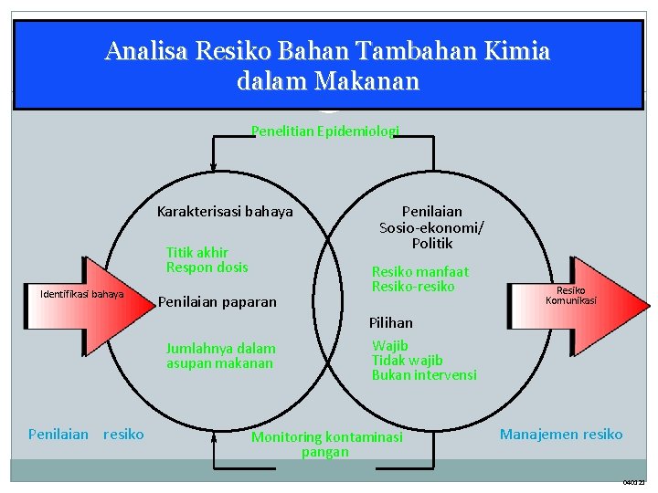 Analisa Resiko Bahan Tambahan Kimia dalam Makanan Penelitian Epidemiologi Karakterisasi bahaya Titik akhir Respon