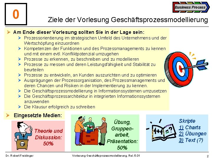 0 Business Process Ziele der Vorlesung Geschäftsprozessmodellierung Ø Am Ende dieser Vorlesung sollten Sie