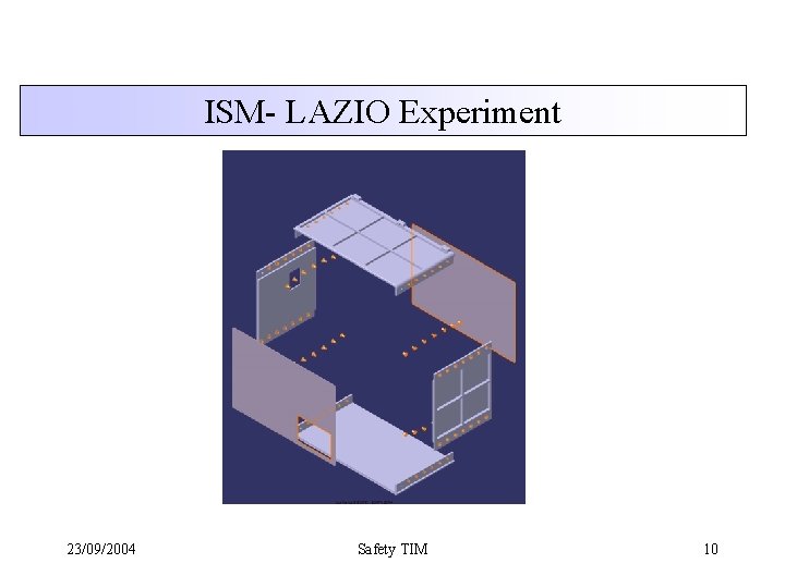 ISM- LAZIO Experiment 23/09/2004 Safety TIM 10 