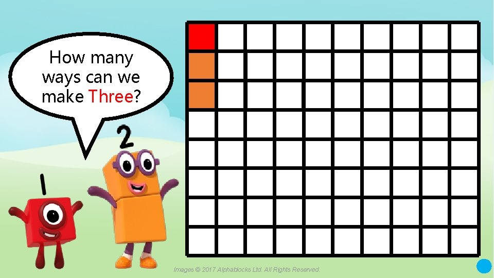 How many ways can we make Three? A blue dot in the corner of