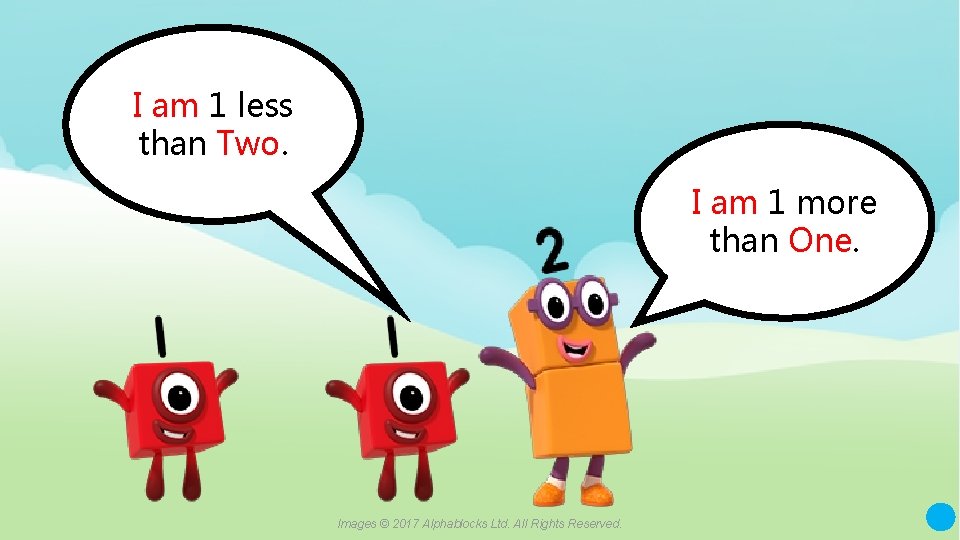 I am 1 less than Two. I am 1 more than One. A blue