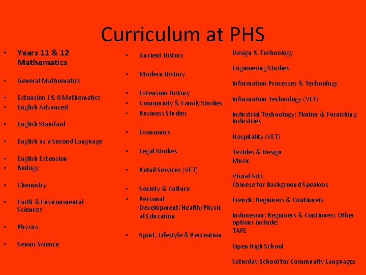  • Years 11 & 12 Mathematics Curriculum at PHS • General Mathematics •
