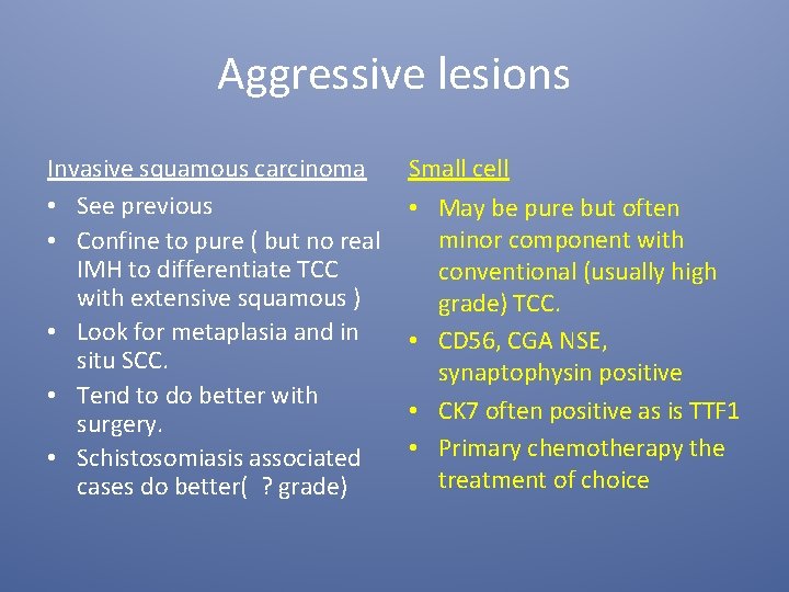 Aggressive lesions Invasive squamous carcinoma • See previous • Confine to pure ( but
