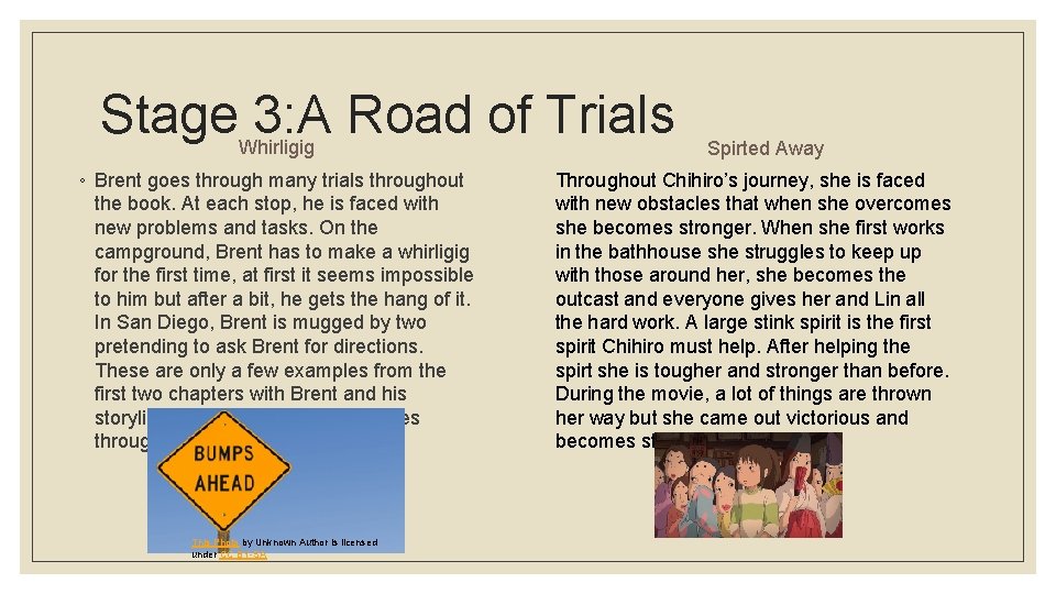 Stage 3: A Road of Trials Whirligig ◦ Brent goes through many trials throughout