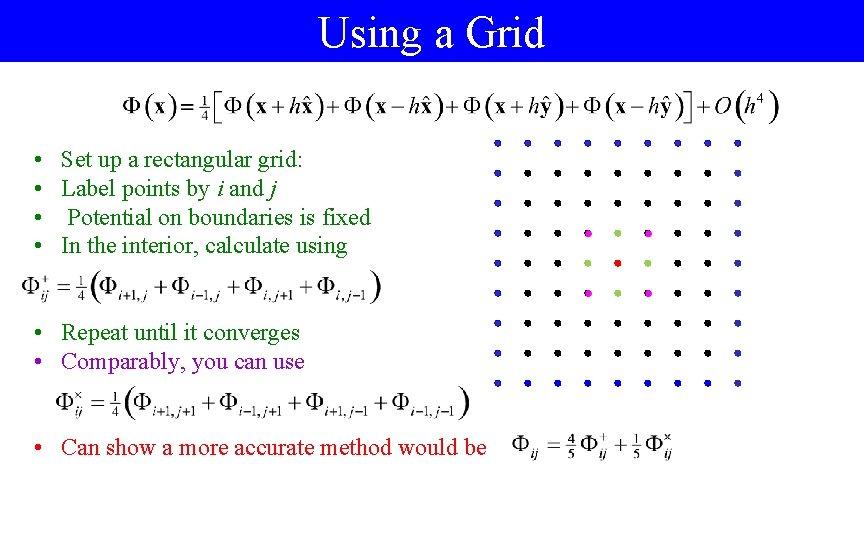 Using a Grid • • Set up a rectangular grid: Label points by i