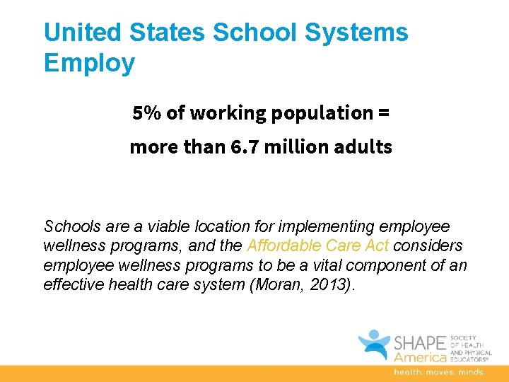 United States School Systems Employ 5% of working population = more than 6. 7