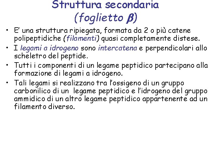 Struttura secondaria (foglietto b) • E’ una struttura ripiegata, formata da 2 o più
