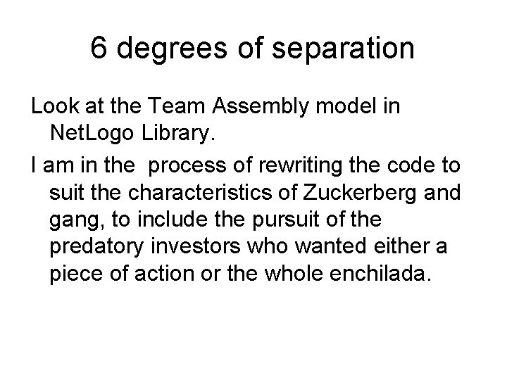 6 degrees of separation Look at the Team Assembly model in Net. Logo Library.
