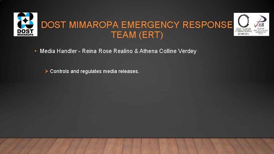 DOST MIMAROPA EMERGENCY RESPONSE TEAM (ERT) • Media Handler - Reina Rose Realino & DOST MIMAROPA EMERGENCY RESPONSE TEAM (ERT) • Media Handler - Reina Rose Realino &