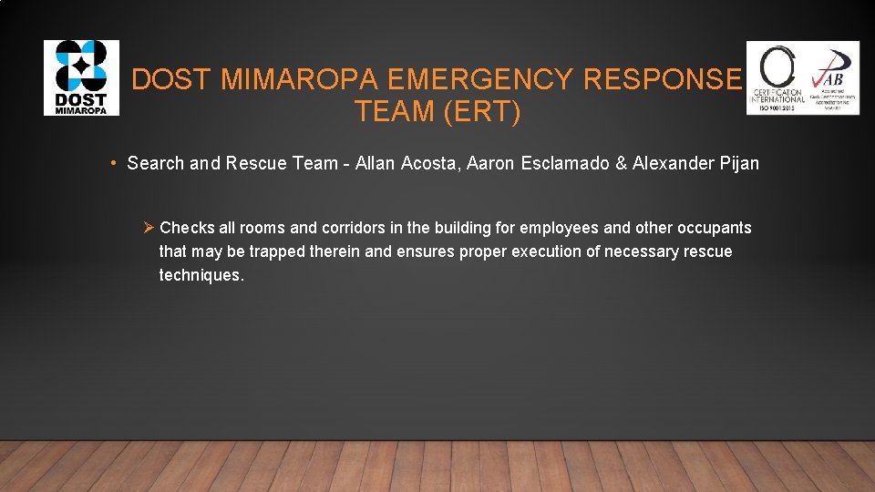 DOST MIMAROPA EMERGENCY RESPONSE TEAM (ERT) • Search and Rescue Team - Allan Acosta, DOST MIMAROPA EMERGENCY RESPONSE TEAM (ERT) • Search and Rescue Team - Allan Acosta,