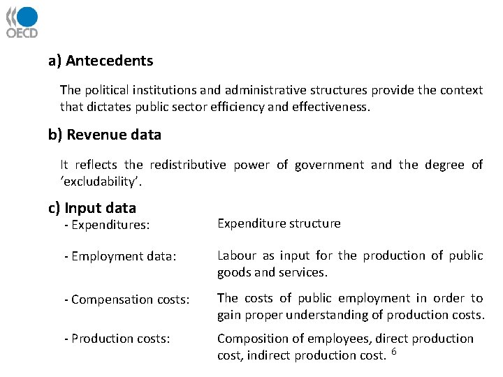 a) Antecedents The political institutions and administrative structures provide the context that dictates public