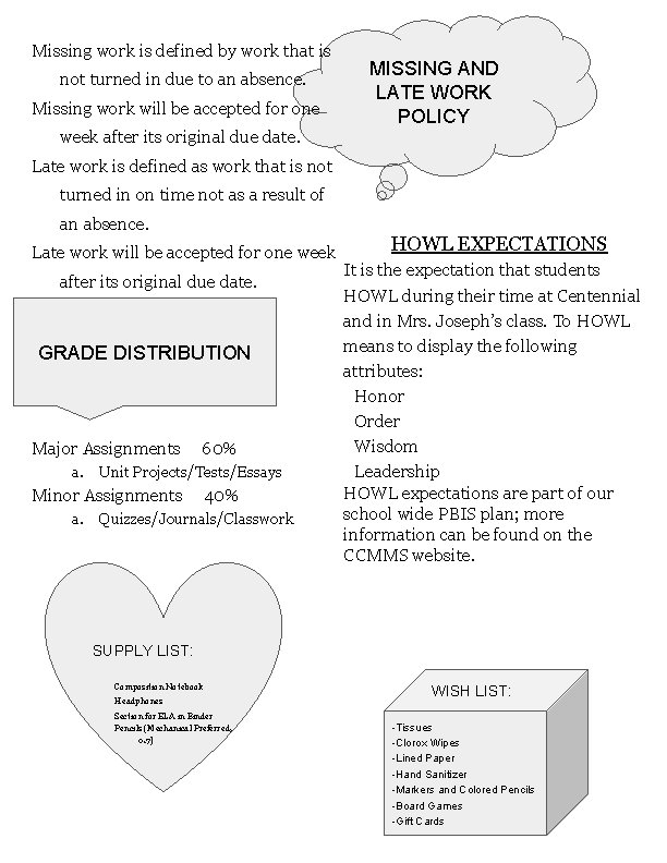 Missing work is defined by work that is not turned in due to an