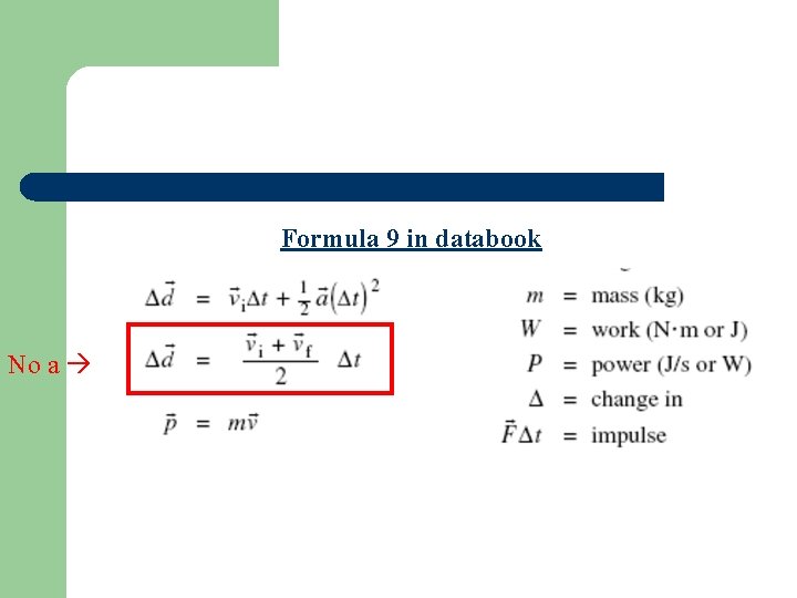 Formula 9 in databook No a 