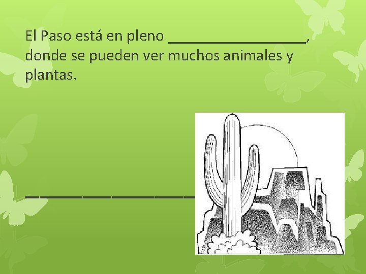 El Paso está en pleno _________, donde se pueden ver muchos animales y plantas.