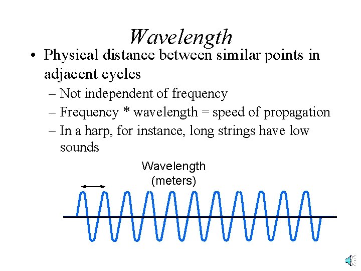 Wavelength • Physical distance between similar points in adjacent cycles – Not independent of Wavelength • Physical distance between similar points in adjacent cycles – Not independent of
