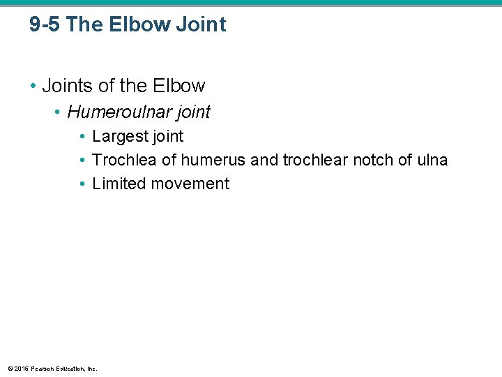 9 -5 The Elbow Joint • Joints of the Elbow • Humeroulnar joint • 9 -5 The Elbow Joint • Joints of the Elbow • Humeroulnar joint •