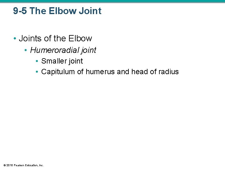 9 -5 The Elbow Joint • Joints of the Elbow • Humeroradial joint • 9 -5 The Elbow Joint • Joints of the Elbow • Humeroradial joint •