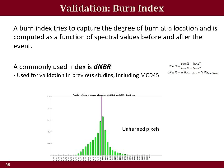 Validation: Burn Index A burn index tries to capture the degree of burn at