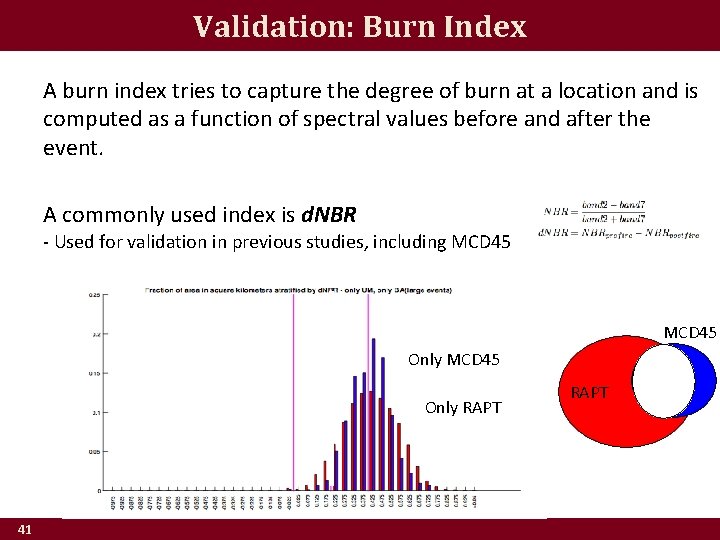 Validation: Burn Index A burn index tries to capture the degree of burn at