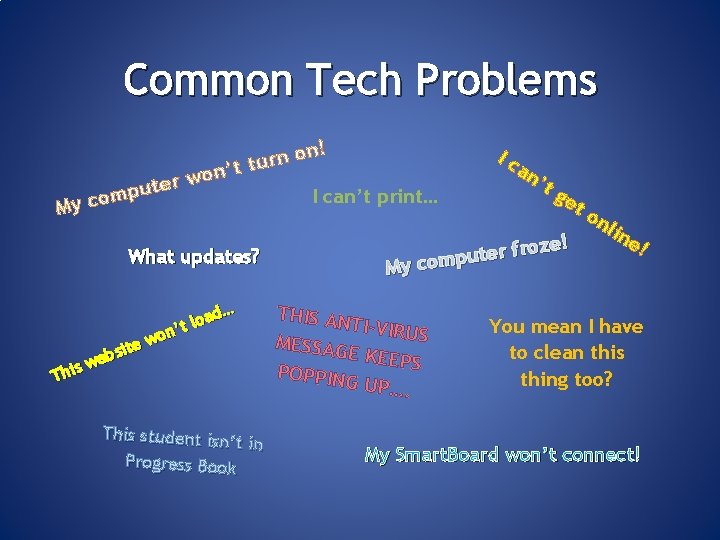 Common Tech Problems n! o n r t tu ’ n o er w