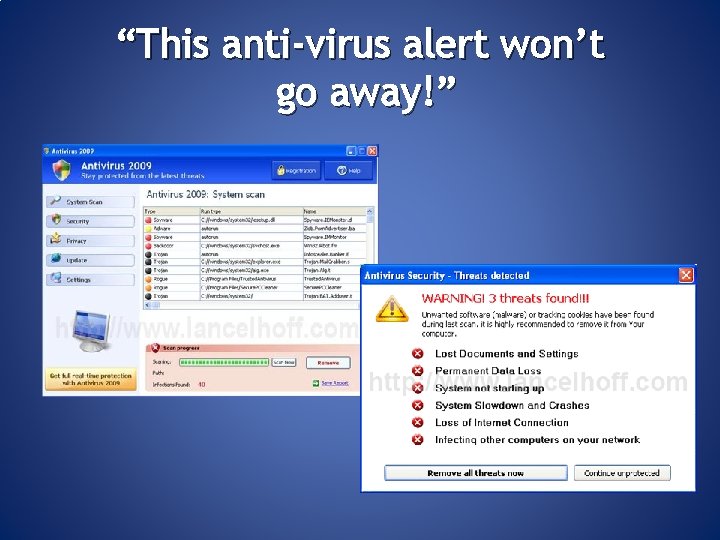 “This anti-virus alert won’t go away!” 