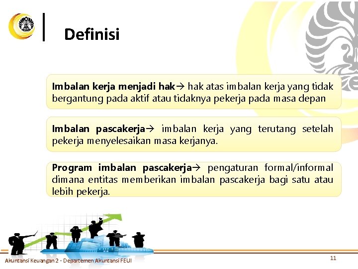 Definisi Imbalan kerja menjadi hak atas imbalan kerja yang tidak bergantung pada aktif atau