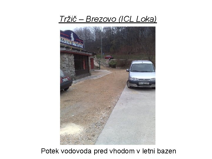 Tržič – Brezovo (ICL Loka) Potek vodovoda pred vhodom v letni bazen 