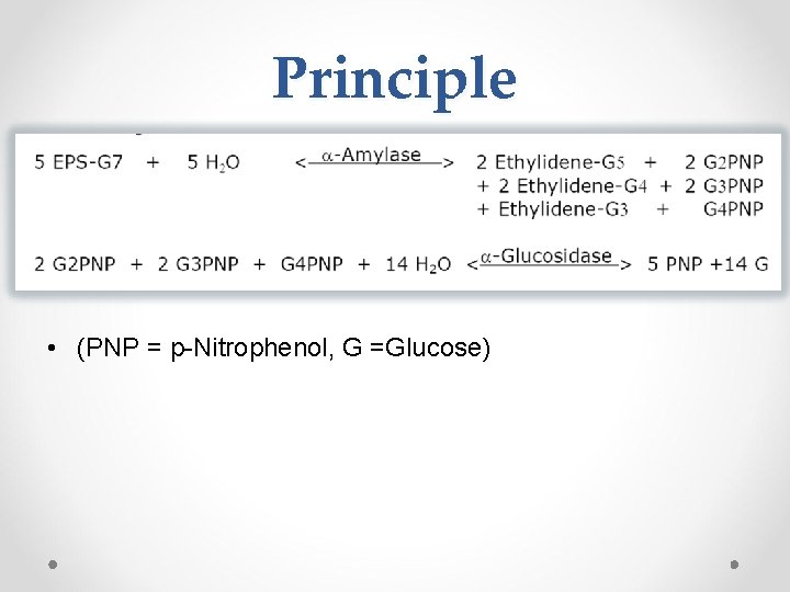 Principle • (PNP = p-Nitrophenol, G =Glucose) 