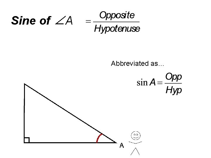 Sine of ∠A Abbreviated as… 