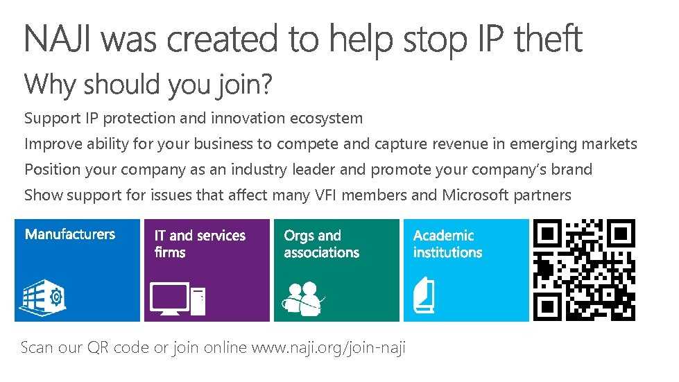 Support IP protection and innovation ecosystem Improve ability for your business to compete and