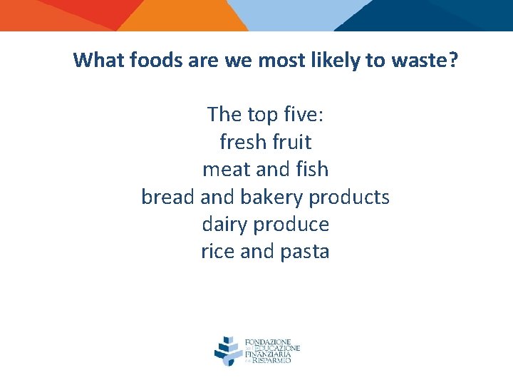 What foods are we most likely to waste? The top five: fresh fruit meat