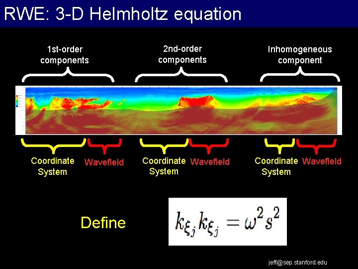 RWE: 3 -D Helmholtz equation 1 st-order components Coordinate System Wavefield 2 nd-order components