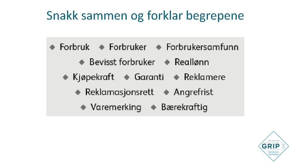 Snakk sammen og forklar begrepene 