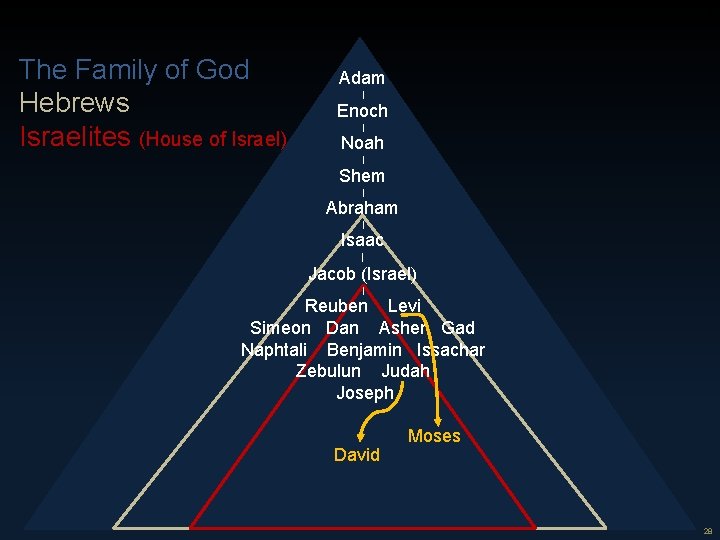 28 The Family of God Hebrews Israelites (House of Israel) Adam | Enoch |