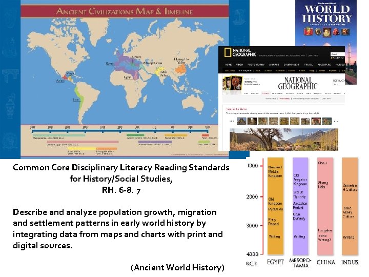 Common Core Disciplinary Literacy Reading Standards for History/Social Studies, RH. 6 -8. 7 Describe