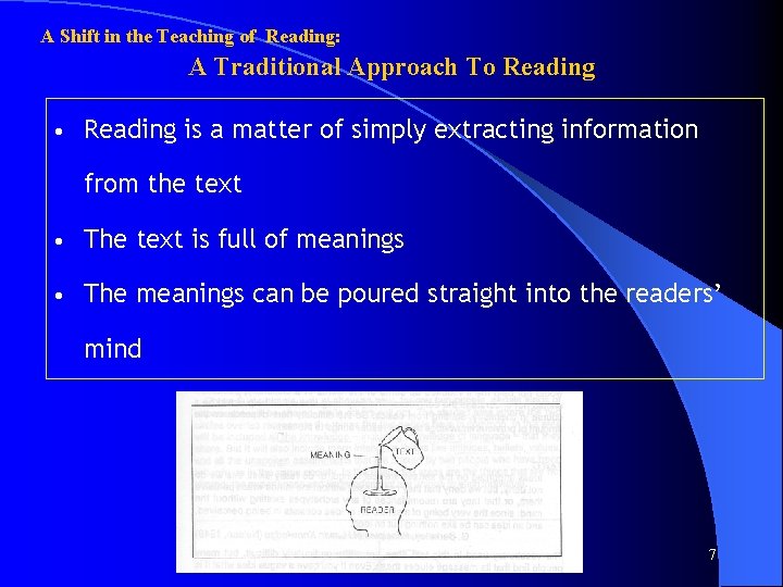 A Shift in the Teaching of Reading: A Traditional Approach To Reading • Reading