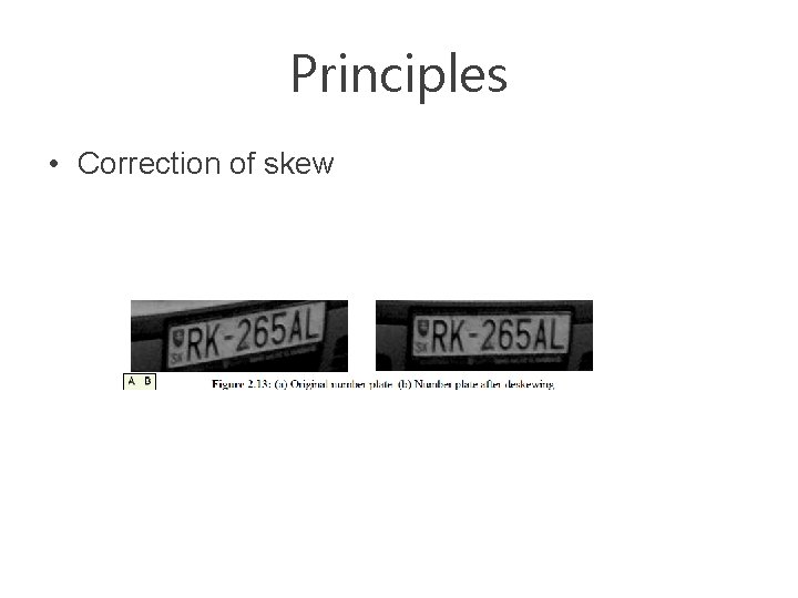 Principles • Correction of skew 