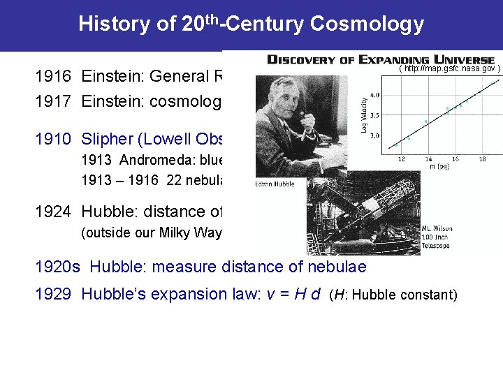 History of 20 th-Century Cosmology ( http: //map. gsfc. nasa. gov ) 1916 Einstein: