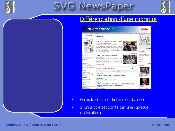 Différenciation d’une rubrique Anthony LECOT / Antoine CAUCHARD • Formule de tri sur la