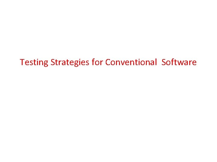 Testing Strategies for Conventional Software 