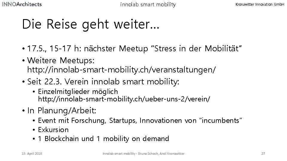 innolab smart mobility Kronawitter Innovation Gmb. H Die Reise geht weiter… • 17. 5.