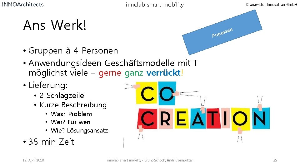 innolab smart mobility Ans Werk! Kronawitter Innovation Gmb. H ssen a p An •