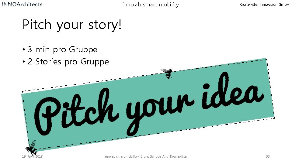 innolab smart mobility Kronawitter Innovation Gmb. H Pitch your story! • 3 min pro