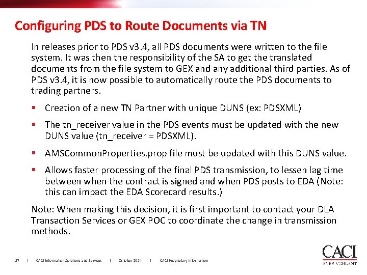 Configuring PDS to Route Documents via TN In releases prior to PDS v 3.