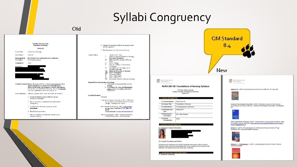 Syllabi Congruency Old QM Standard 8. 4 New 