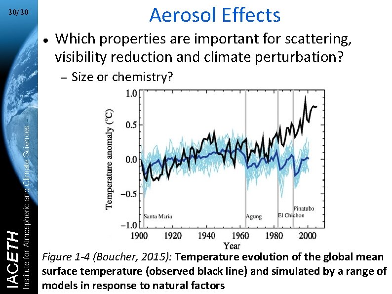 Aerosol Effects 30/30 ● Which properties are important for scattering, visibility reduction and climate