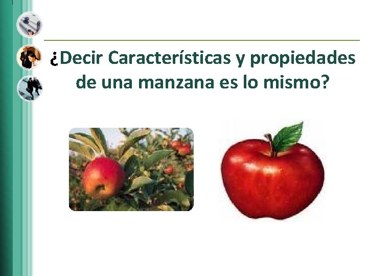 ¿Decir Características y propiedades de una manzana es lo mismo? 