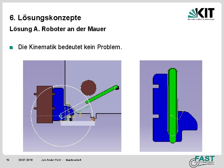 6. Lösungskonzepte Lösung A. Roboter an der Mauer Die Kinematik bedeutet kein Problem. 16