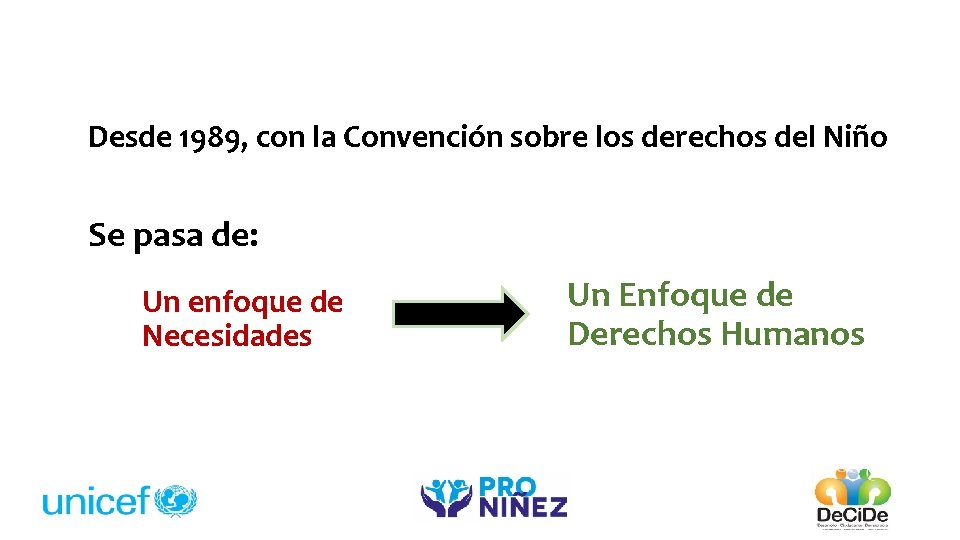 Desde 1989, con la Convención sobre los derechos del Niño Se pasa de: Un